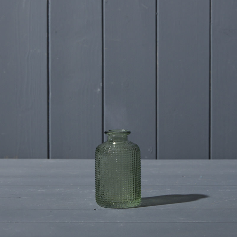 Vintage Green Dimpled Glass Bottle (10cm) detail page